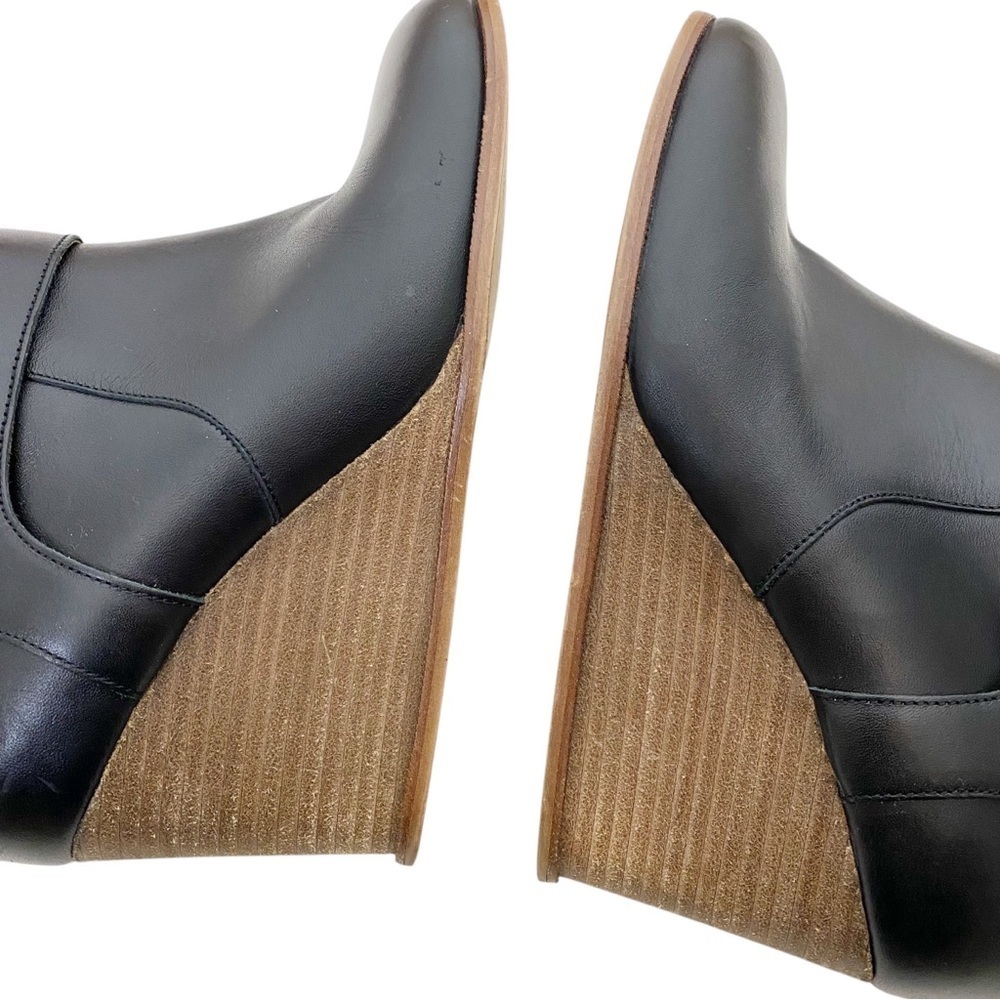 MM6 Maison Martin Margiela Boots Black Leather Wedge Ankle Boots - Picture 5 of 9
